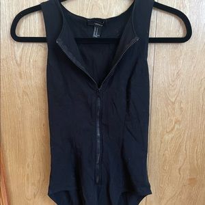 Front zipper body suit black from forever 21